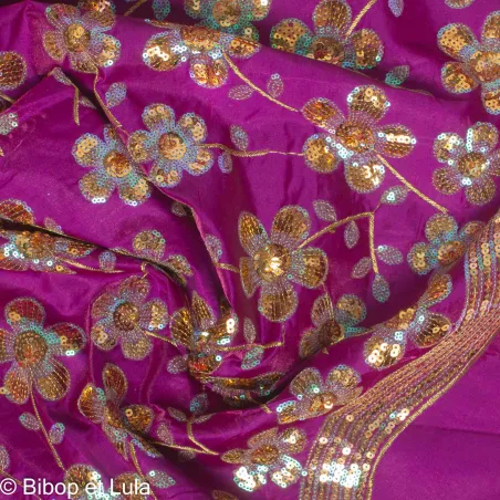 Velours Bollywood magenta brodé