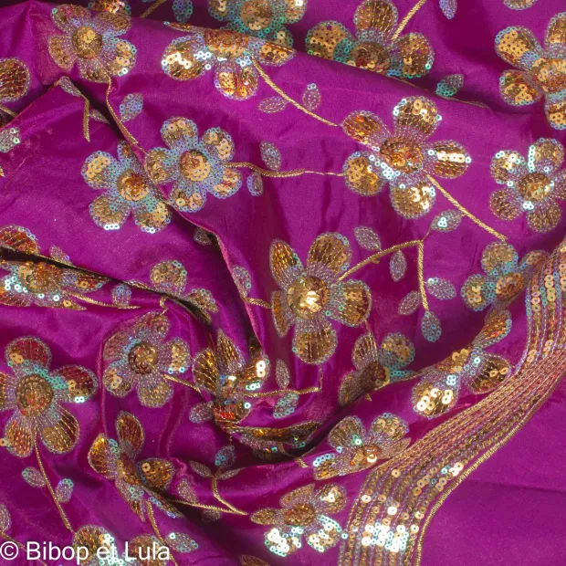 Velours Bollywood magenta brodé