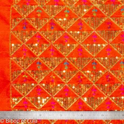 Tissu indien Bollywood velours brodé de sequins Naraja - Bibop et Lula