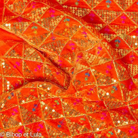 Tissu indien Bollywood brodé de sequins Naraja