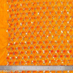 Tissu indien Bollywood velours brodé de sequins Losange - Bibop et Lula