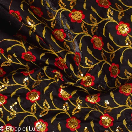Tissu indien Bollywood brodé de sequins Siangan