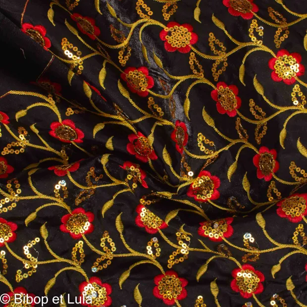 Tissu indien Bollywood brodé de sequins Siangan