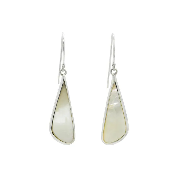 Boucles d'oreilles pendantes larme Nacre blanc