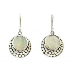 Boucles d'oreilles argent Pastilles nacre blanc - Bibop et Lula