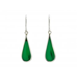 Boucles d'oreilles pendantes argent Gouttes émeraude - Bibop et Lula