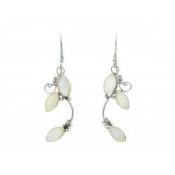 Boucles d'oreilles argent bourgeons nacre blanc - Bibop et Lula