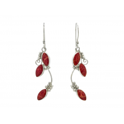 Boucles d'oreilles argent bourgeons rouge - Bibop et Lula