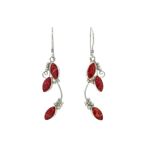 Boucles d'oreilles argent bourgeons rouge