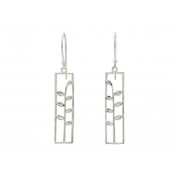 Boucles d'oreilles pendantes diptyque feuilles argent - Bibop et Lula