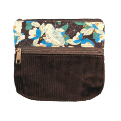 Porte-monnaie deux compartiments velours Mésange - Bibop et Lula