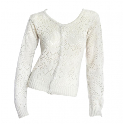 Gilet laine motifs ajourés Ecru - Bibop et Lula