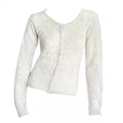 Gilet laine motifs ajourés Ecru - Bibop et Lula