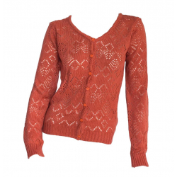 Gilet laine motifs ajourés Rouille - Bibop et Lula