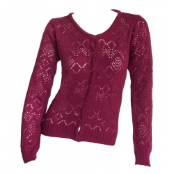 Gilet laine motifs ajourés Bordeaux - Bibop et Lula