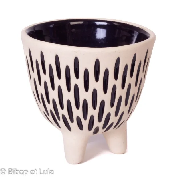 Petit Pot en Céramique Traits Noir
