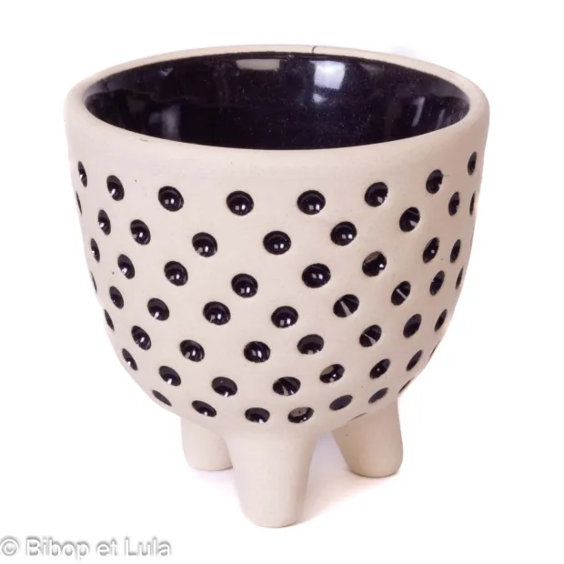 Petit Pot en Céramique Pois Noir