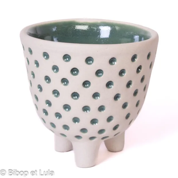 Petit pot céramique pois verts
