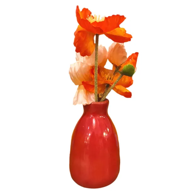 Vase soliflore céramique uni rouge
