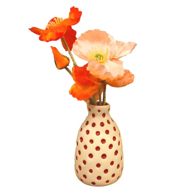 Vase soliflore céramique petits pois roses