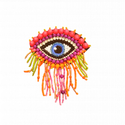 Broche Œil franges multicolores - Bibop et Lula