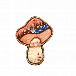 Broche Champignon brodé (rose) - Bibop et Lula