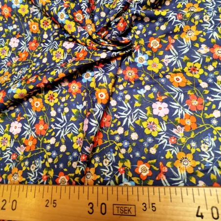 Tissu coton Foisonnement bleu
