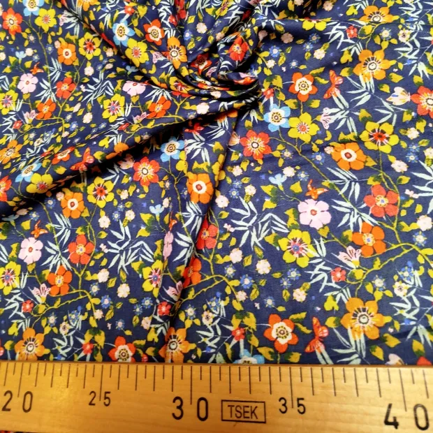Tissu coton Foisonnement bleu