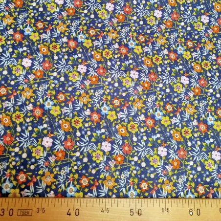 Tissu coton Foisonnement bleu