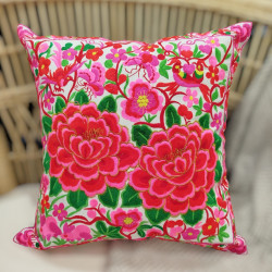 Housse de coussin brodé Chaï Blanc - Bibop et Lula