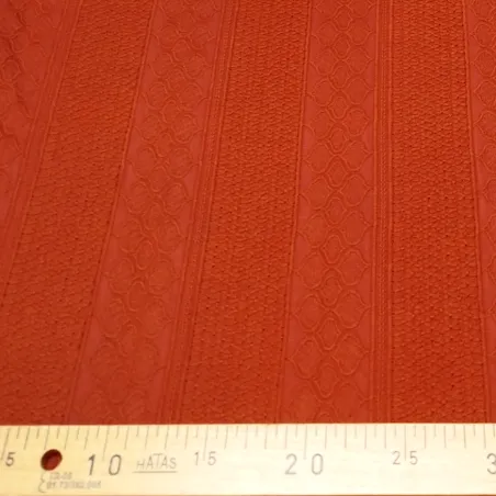 Tissu brodé Rayé Rouille