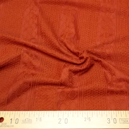 Tissu brodé Rayé Rouille