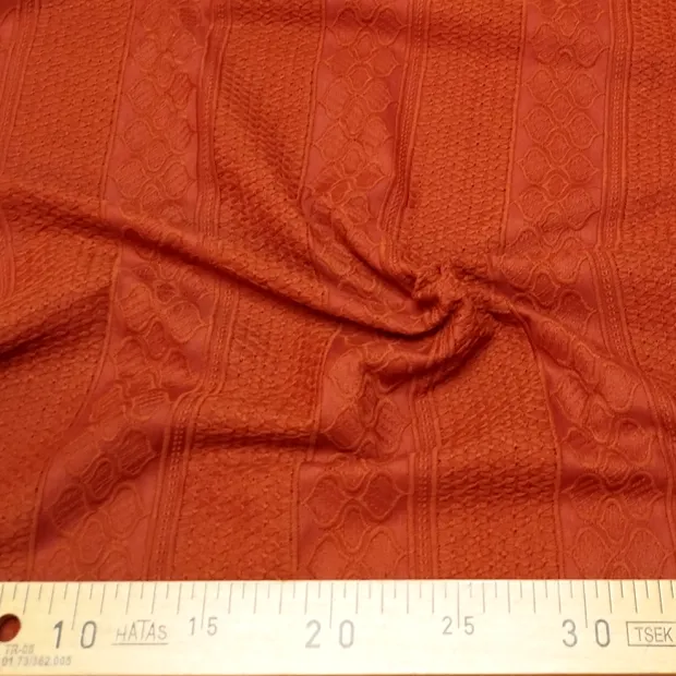 Tissu brodé Rayé Rouille