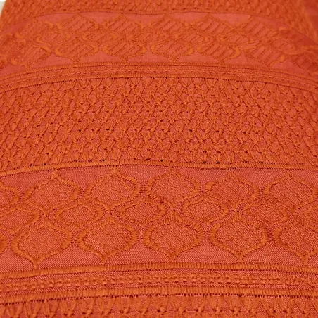 Tissu brodé Rayé Rouille