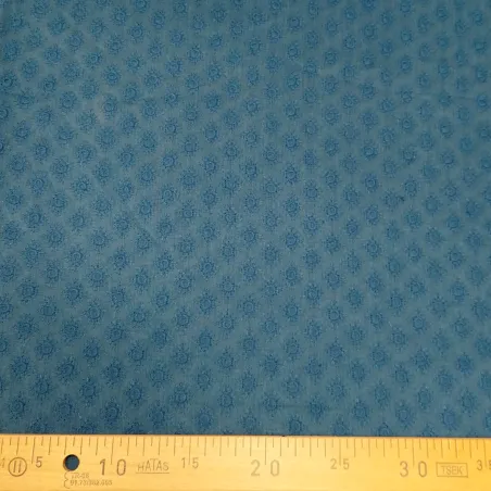 Tissu brodé Rayé Bleu pétrole