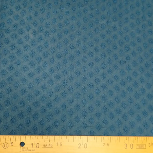 Tissu brodé Rayé Bleu pétrole