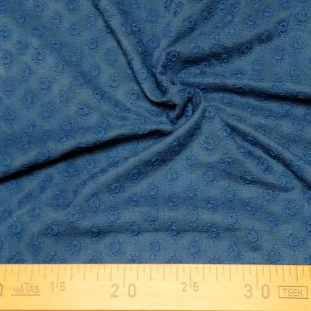 Tissu brodé Rayé Bleu pétrole