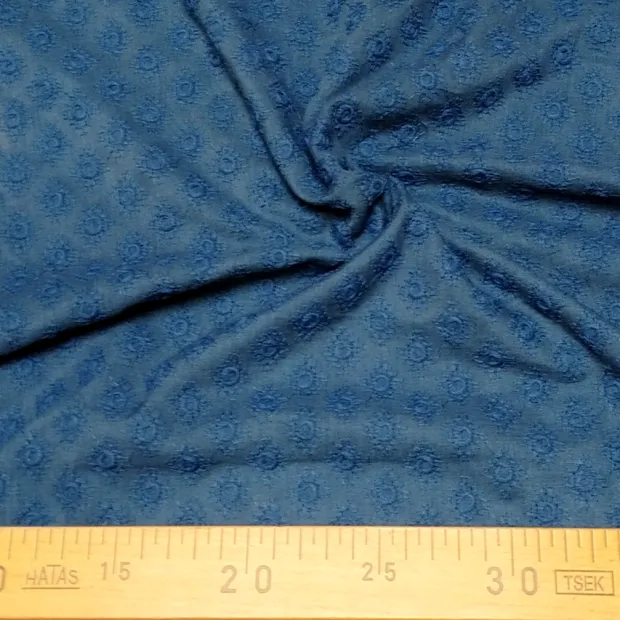 Tissu brodé Rayé Bleu pétrole