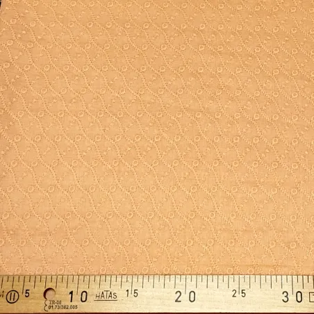 Tissu brodé Rayé Saumon