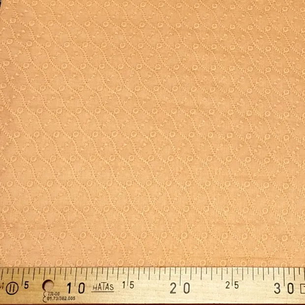 Tissu brodé Rayé Saumon