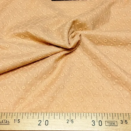 Tissu brodé Rayé Saumon
