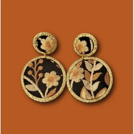 Boucles d'oreilles Lalita Brodée noire