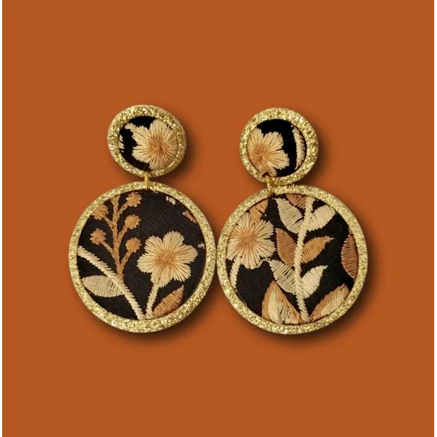Boucles d'oreilles Lalita Brodée noire