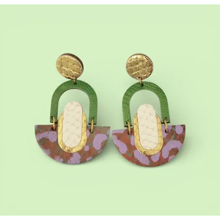 Boucles d’oreilles Hestia Vert & violet
