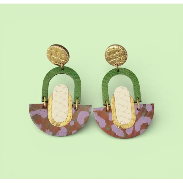 Boucles d’oreilles Hestia Vert & violet