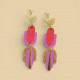 Boucles d’oreilles Leafa cuir violet & fuchsia - Bibop et Lula