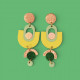 Boucles d’oreilles Psyché cuir vert et rose - Bibop et Lula