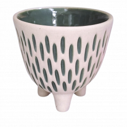 Petit Pot en Céramique Traits Verts - Bibop et Lula