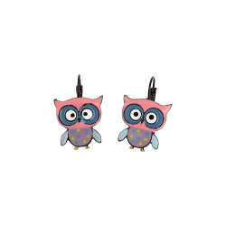 Boucles d'oreilles Chouette rose et bleu - Bibop et Lula