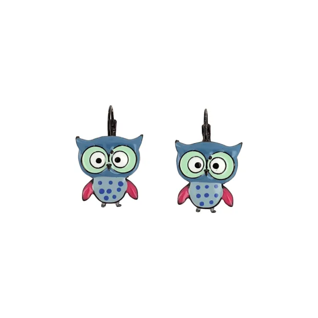 Boucles d'oreilles Chouette bleu